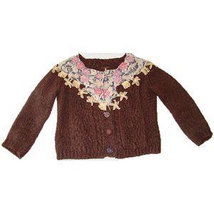 Free People Women’s Brown Beaded Lace Cropped Cardigan